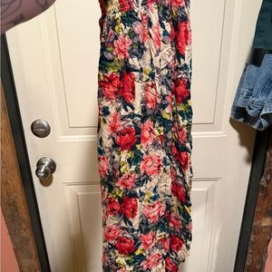 Natural Life Addie Midi Skirt - Tan Red Roses